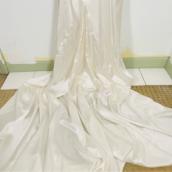 NEW Retrofete Margot Silk Low-Back Front-Slit Halter Maxi Dress Gown Wedding - Picture 14 of 14